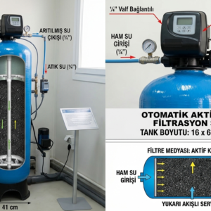 Otomatik Aktif Karbon Filtrasyon Sistemleri (¼″ Valf Bağlantılı | 16 x 65 Tank)